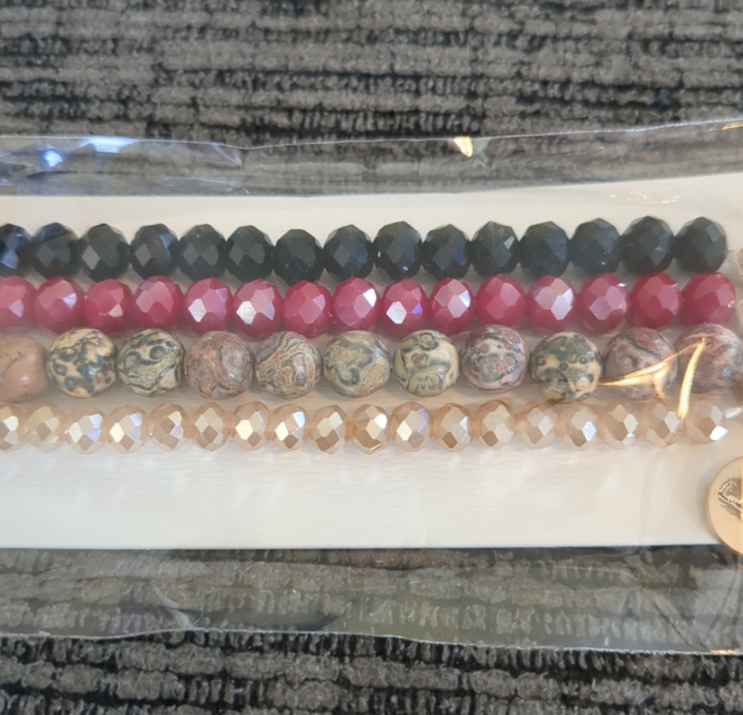 Natural Stone & Faceted Bead Multi-Layer Apple Watch Band | Boho Beaded Bracelet Strap (38/40/41mm)