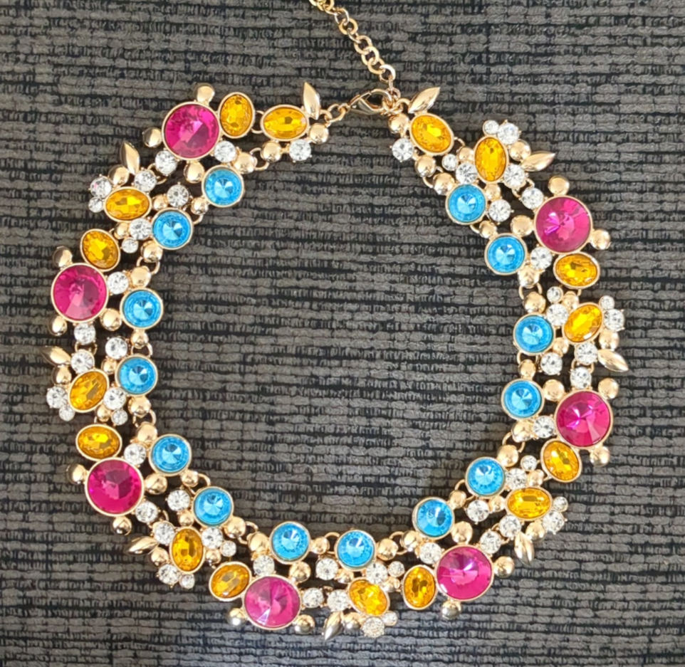 Multicolor Glass Crystal Statement Necklace