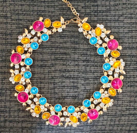 Multicolor Glass Crystal Statement Necklace