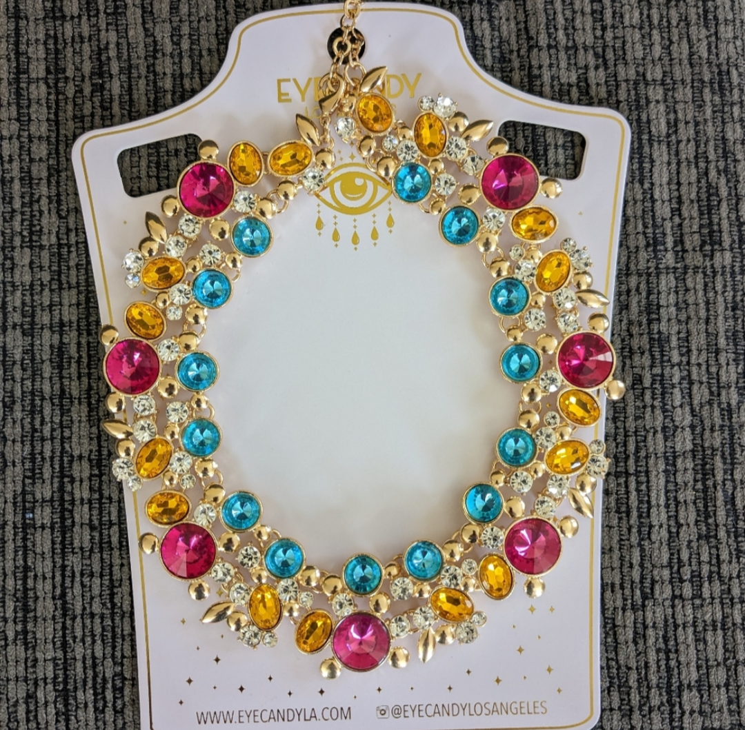 Multicolor Glass Crystal Statement Necklace