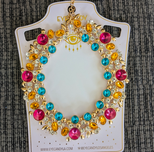 Multicolor Glass Crystal Statement Necklace