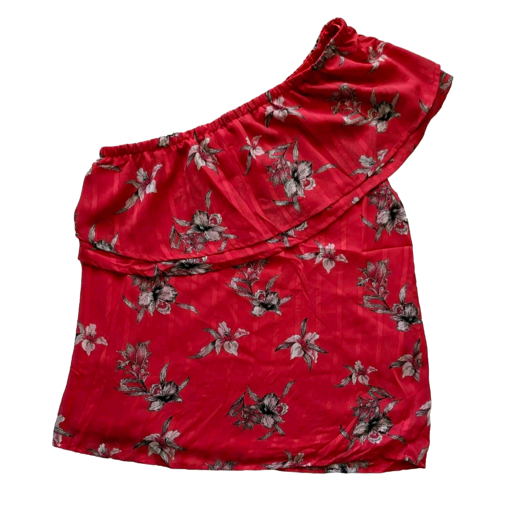 Women's Tropical Print Tiered Off The Shoulder Ruffle Top