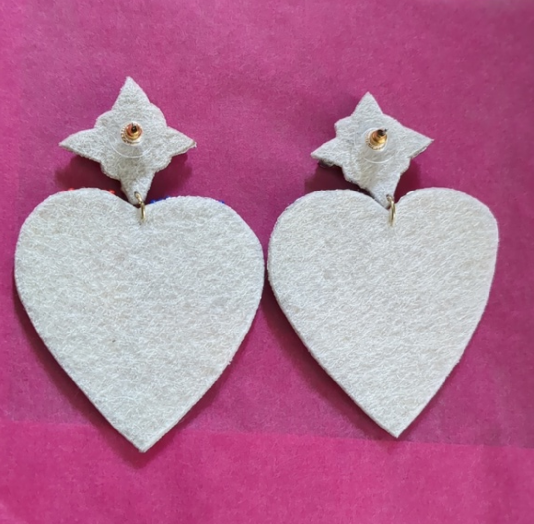 American Flag Heart Earrings