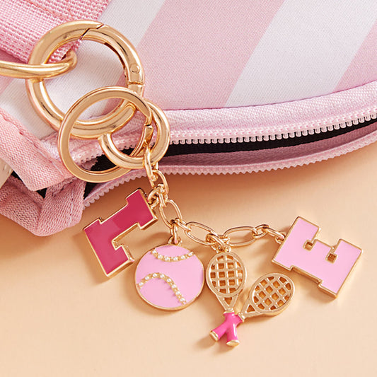 Tennis LOVE Initial Keychain Bag Charm