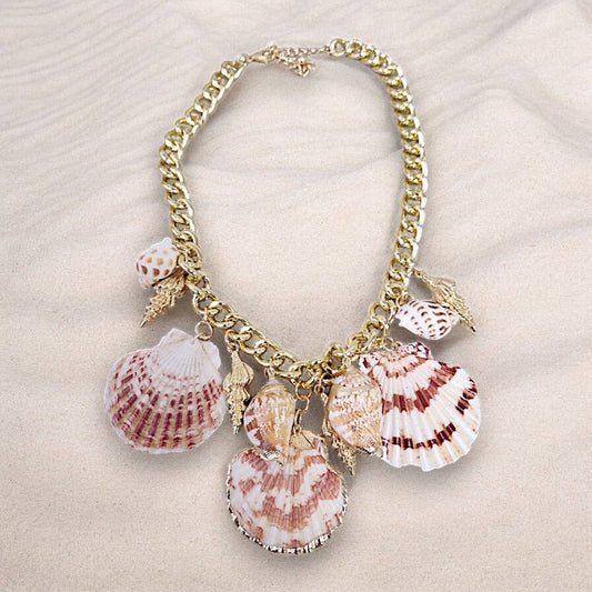 Seashell Necklace Charm Necklace Chain Coastal Beach
