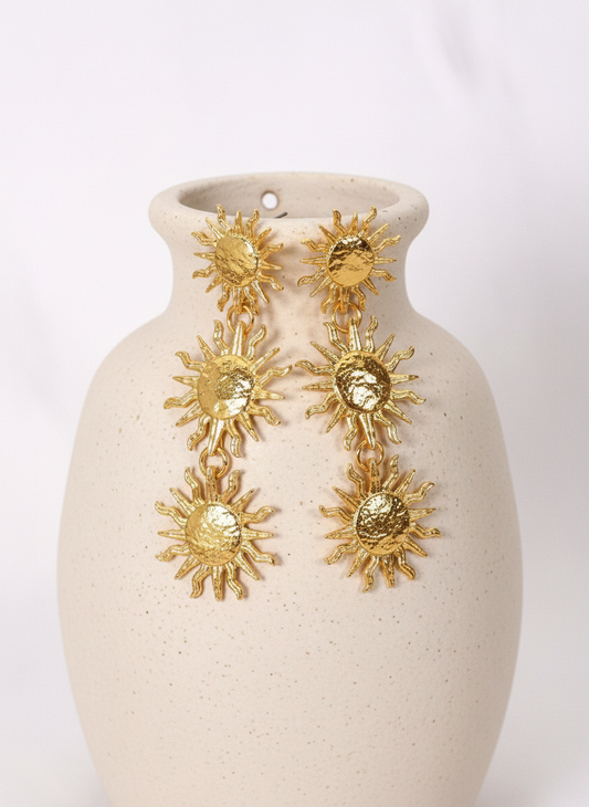 Shiny Gold Sunshine Drop Earrings