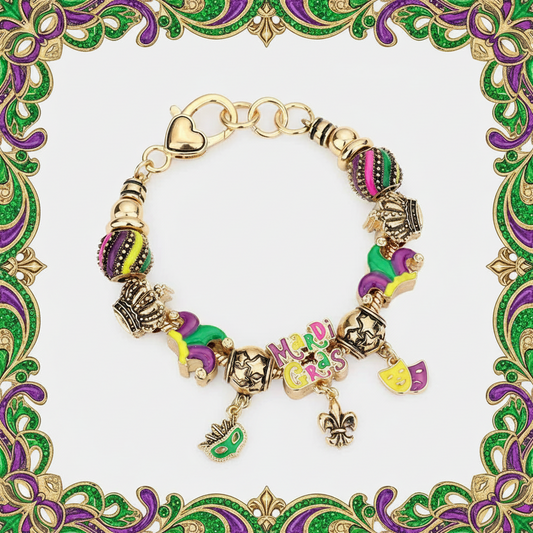 Mardi Gras Multi Bead Bracelet