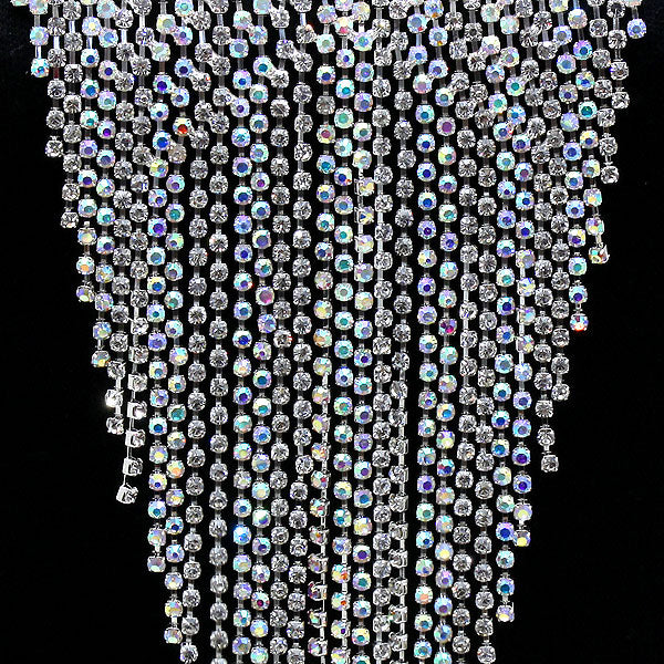 Rhinestone V-shape Fringe Necklace