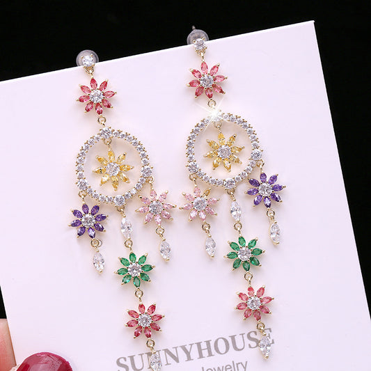 Flower Tassel Earrings