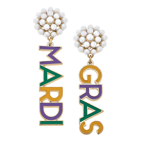 Mardi Gras Enamel Earrings in Jewel Tone Multi