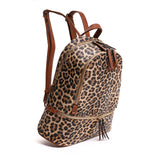 3-Zip Leopard Print Backpack