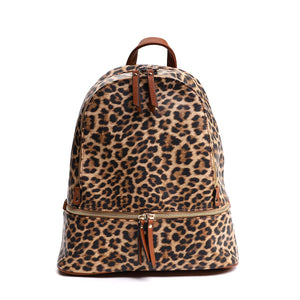 3-Zip Leopard Print Backpack