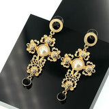 Goldtone Cross Earrings