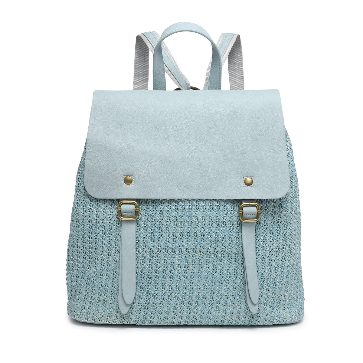 Woven Backpack with Flapover Closure