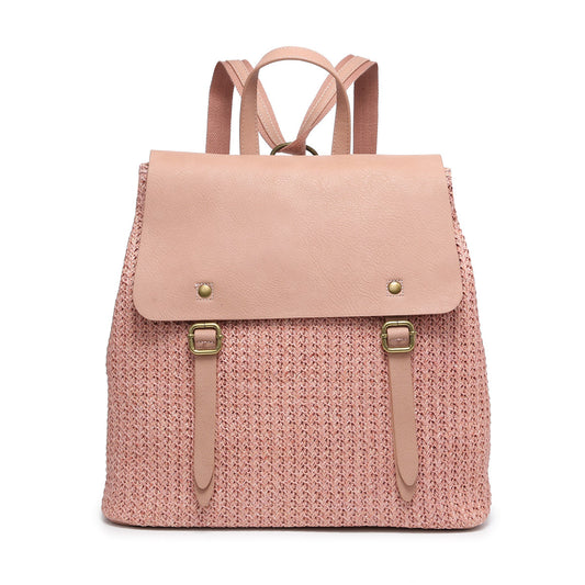Woven Backpack with Flapover Closure