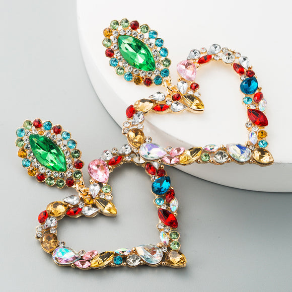 Jeweled Heart-Shaped Earrings