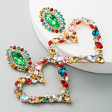 Jeweled Heart-Shaped Earrings