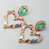 Jeweled Heart-Shaped Earrings