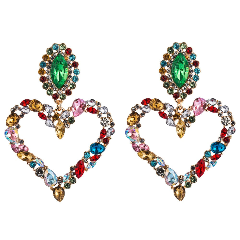 Jeweled Heart-shaped Earrings