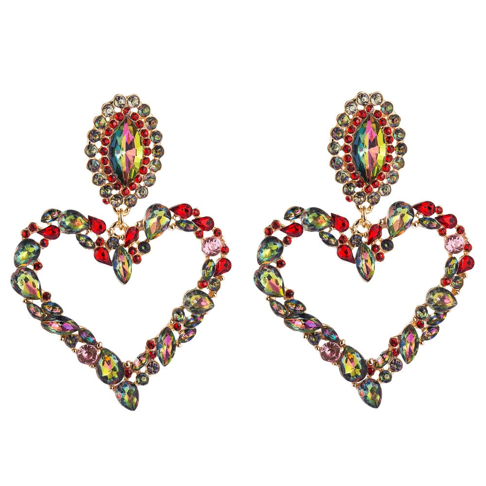 Jeweled Heart-shaped Earrings