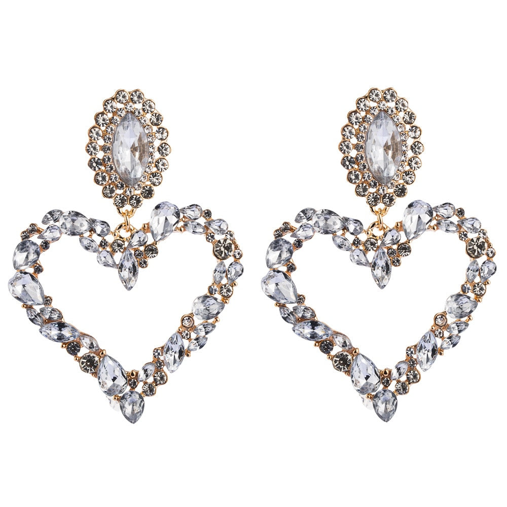 Jeweled Heart-shaped Earrings