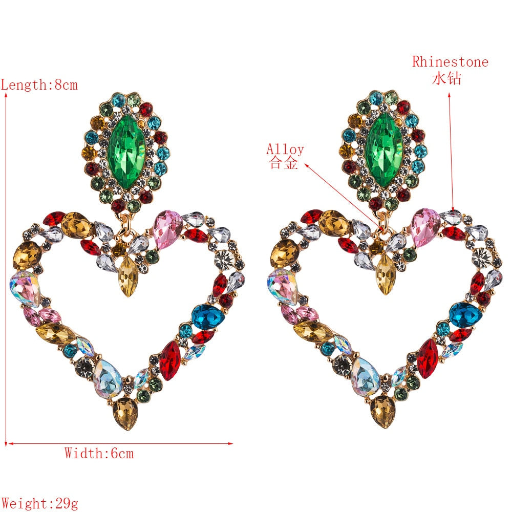 Jeweled Heart-shaped Earrings