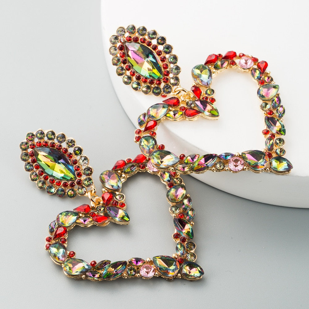 Jeweled Heart-shaped Earrings