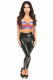 Lavish Rainbow PVC Glitter Lace-up Bustier Top