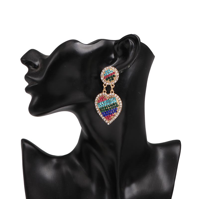 Heart-shaped Glittered Crystal Earrings