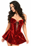 Dark Red Velvet Steep Boned Corset Dress