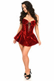 Dark Red Velvet Steep Boned Corset Dress
