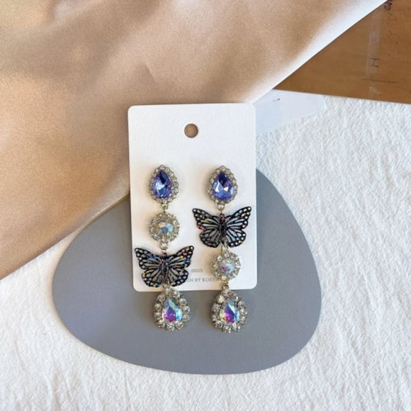 Rhinestone Butterfly Drop Earrings