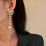 Bowknot Rhinestone Dangle Earrings