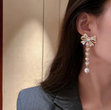 Bowknot Rhinestone Dangle Earrings